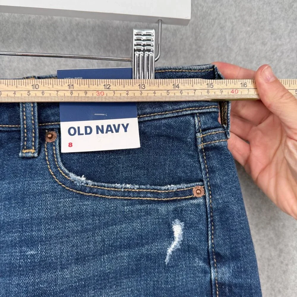 Old Navy Womens OG Straight High Rise Denim Cut Off Shorts Size 8 Blue NEW - Picture 9 of 11